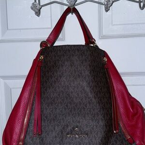 Michael Kors Brooklyn Large Logo and Pebbled Leather Tote Bag